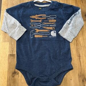Carhartt Navy and Heather Gray Tool Print Bodysuit